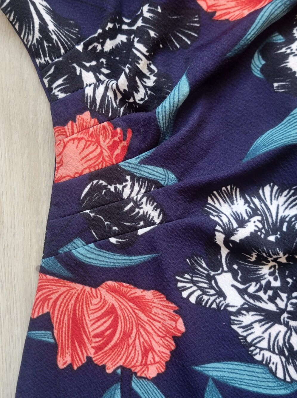Oxiuly Fashion Floral Midi Bodycon Dress with Red Peter Pan Collar - Size S - Picture 9 of 11